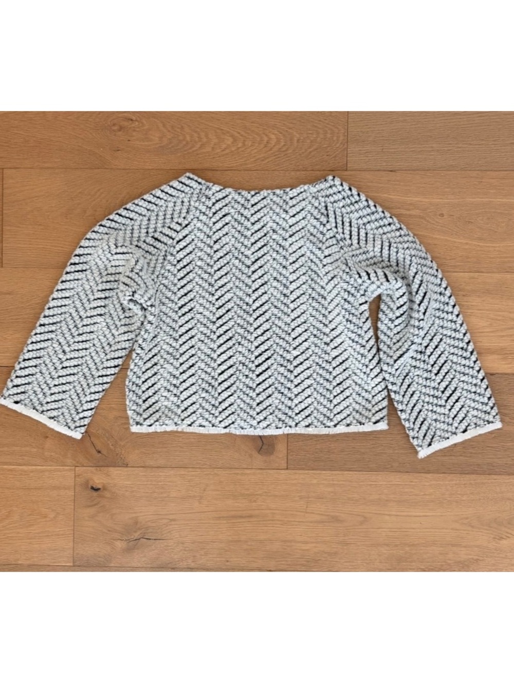 Droite Lautreamont Japan Wool Blend Boucle Knit Fringe Sweater Cream Black Sz 2 - Picture 2 of 6